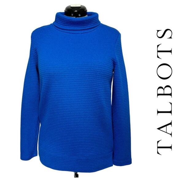 T by Talbots Bubble Jacquard Quilted Mockneck Pullover High-Low Hem Sz: M - Picture 1 of 7